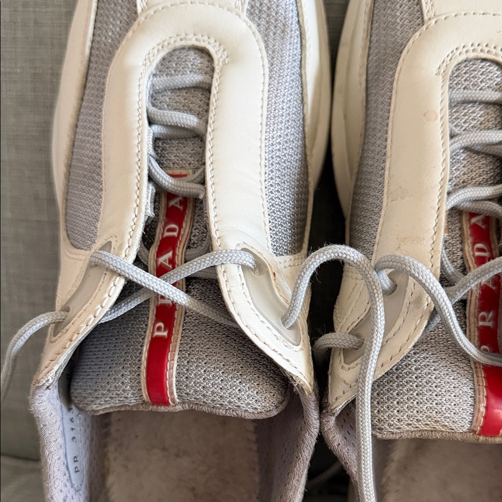 Prada Women’s America’s Cup Sneakers - Off White/Grey Size 40/10 - Picture 2 of 9